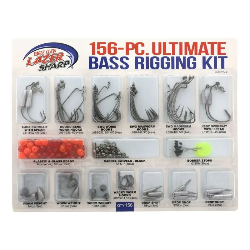 Eagle Claw Lazer Sharp Ultimate Bass Terminal Rigging Kit, 156 stuks Bestel Nu