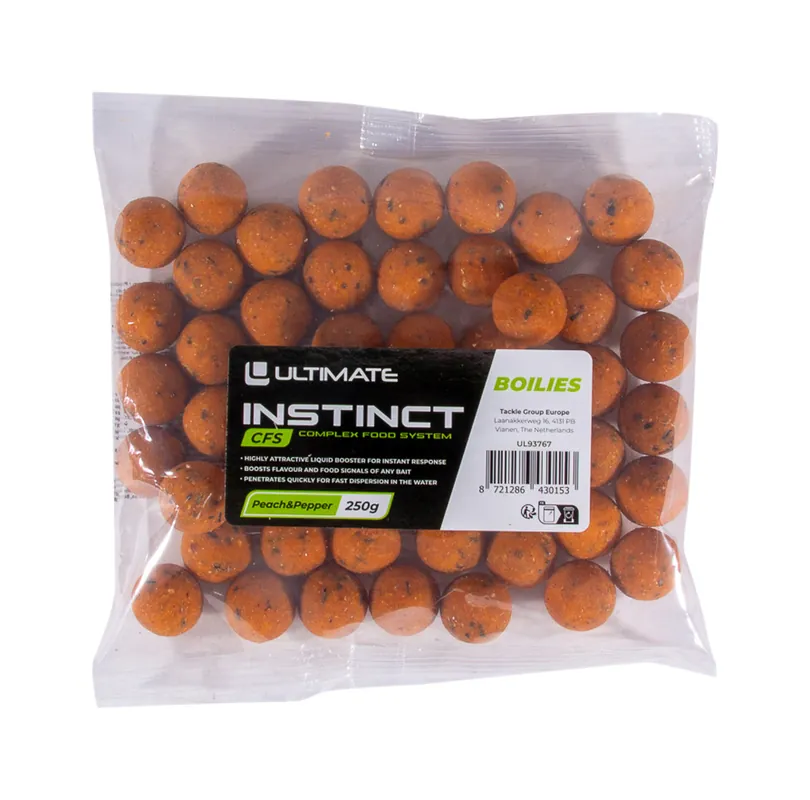 Bestel Nu Ultimate Instinct CFS Boilies Peach & Pepper 20mm (250g)