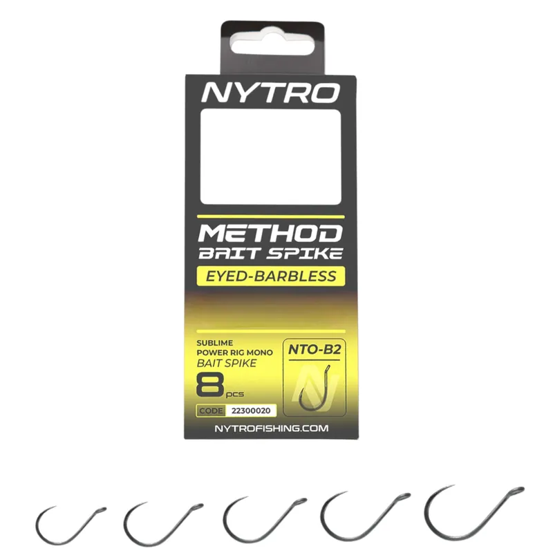 Tijdelijk Beschikbaar Nytro NTO-B2 Barbless Method Bait Spike Ready Tied Rigs 10cm (8 Stuks) 16/0.17mm/5.2lb