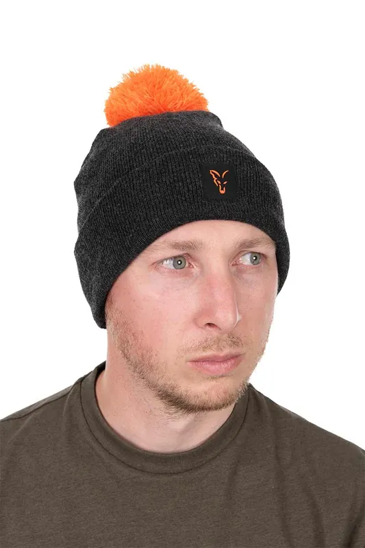 Fox Collection Bobble Hat Black/Orange Tijdelijk Beschikbaar