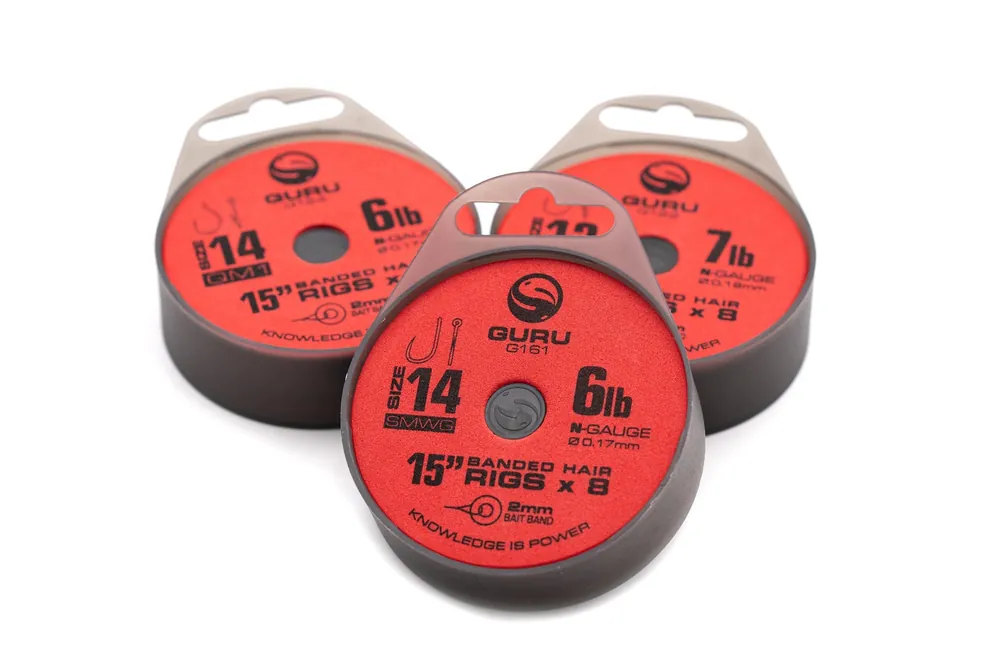 Weekendaanbieding Guru SMWG Bait Band Ready Rig Onderlijnen 38cm (8pcs) 0.19mm (Haakmaat 14)