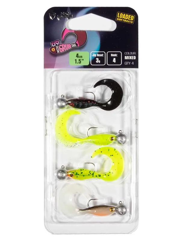 Shop Nu Fox Rage Ultra UV Micro Grub Mixed Loaded Softbait Set 4cm (3g) (4 Stuks)