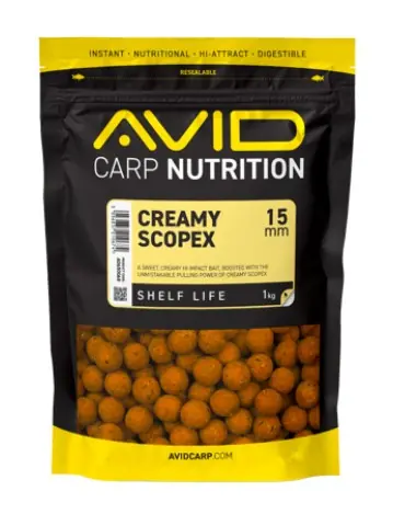 Avid Creamy Scopex Boilies (1kg) 15mm Speciale Aanbieding