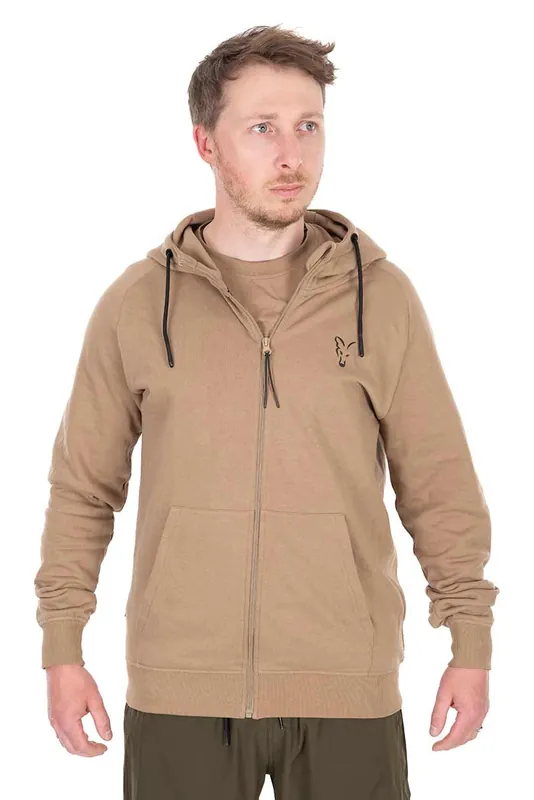 Fox Collection LW Zip Hoody - Tan LTD L Nu Kopen