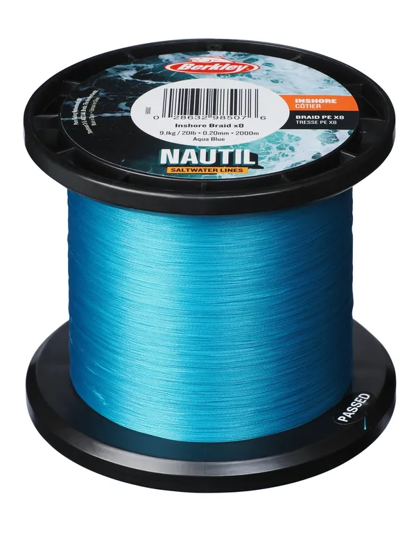 Veilige Betaling Berkley Nautil Inshore x8 Gevlochten Lijn Aqua Blue 2000m 0.12mm (5.4kg)