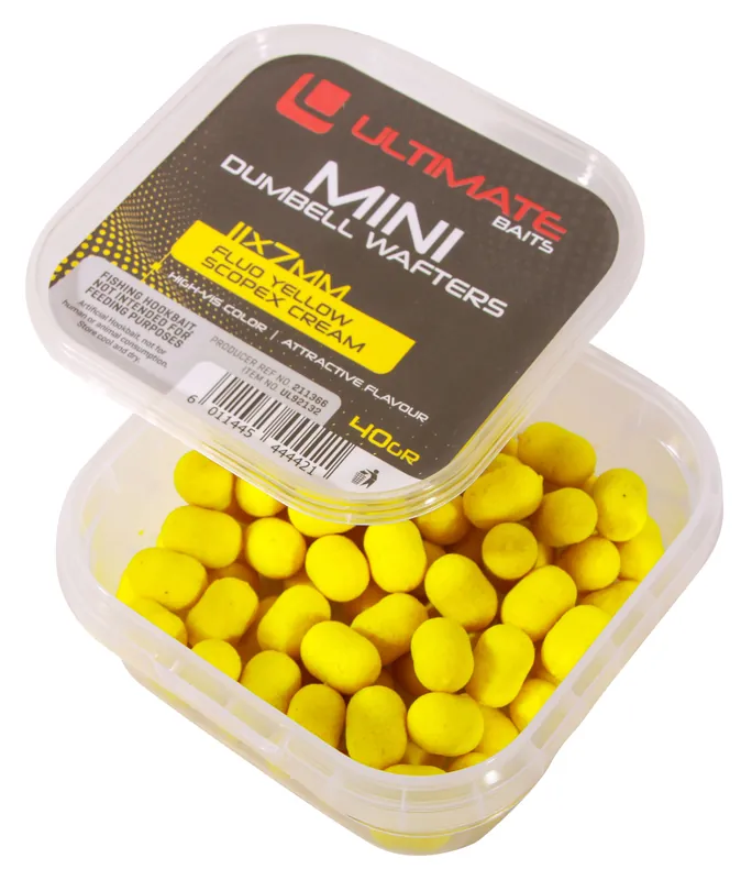 Ultimate Baits - Mini Fluo Dumbell Wafters 11x7mm Extreme Garlic Express Levering