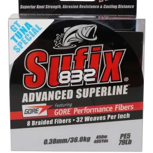 Sufix 832 GT Tuna Special Gevlochten Lijn 450m 22.80kg/0.28mm Nieuw