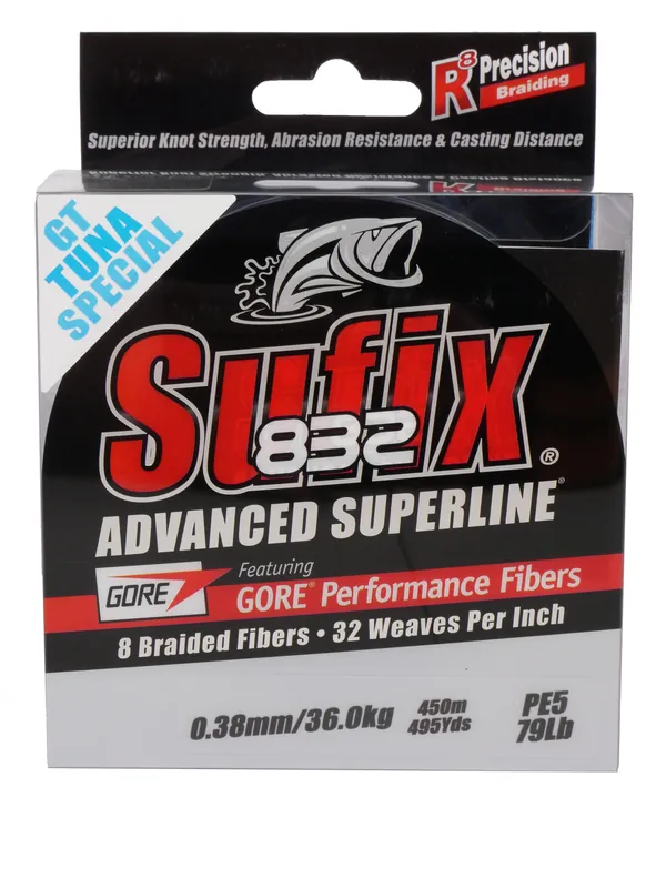 Sufix 832 GT Tuna Special Gevlochten Lijn 450m 22.80kg/0.28mm Nieuw