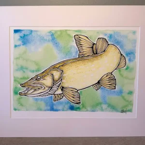 Dagaanbieding EBH Arts Vis Poster Pike (Ingelijst)