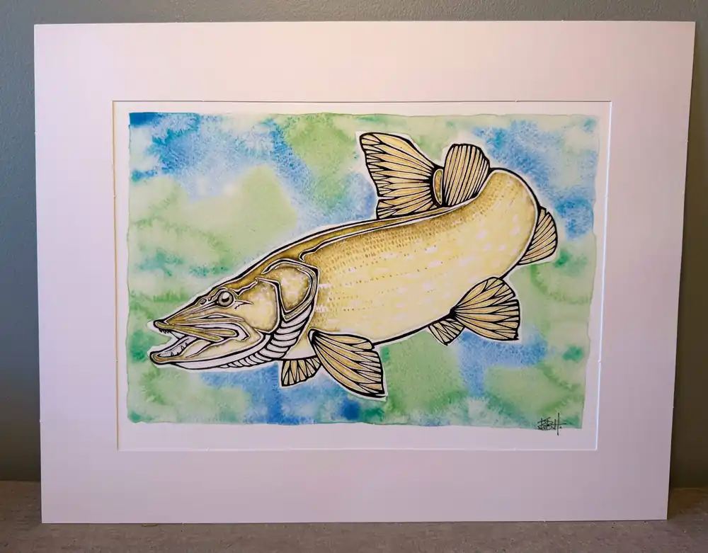 Dagaanbieding EBH Arts Vis Poster Pike (Ingelijst)