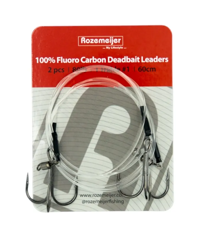 Rozemeijer 100% Fluoro Carbon Deadbait Leaders 1x #1 Treble 60cm 80lb (2 Stuks) Seizoensaanbieding