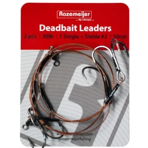 Speciale Aanbieding Rozemeijer Deadbait Leaders 1x Single + Treble 50cm 30lb (2 Stuks) 2
