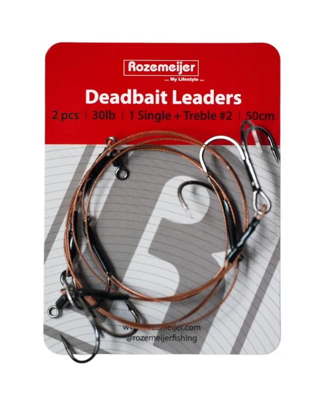 Speciale Aanbieding Rozemeijer Deadbait Leaders 1x Single + Treble 50cm 30lb (2 Stuks) 2