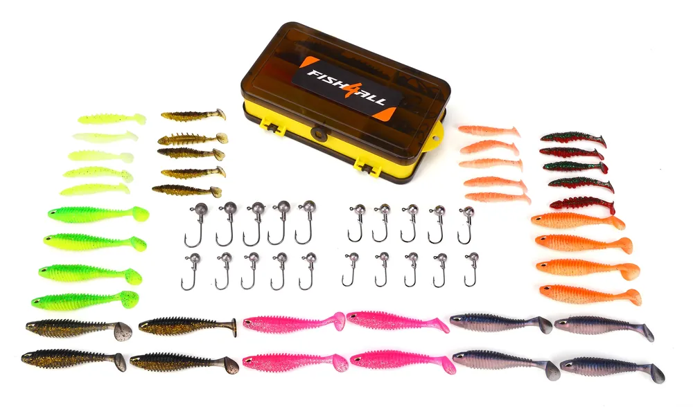 Fish4all Ribbed Softbait & Jighead Box (60pcs) Gratis Retour