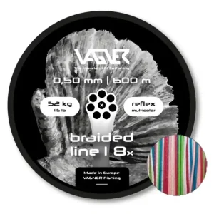 Hoge Kwaliteit Vagner Braided Reflex Multicolor Meerval Lijn 52kg/0.50mm (600m)