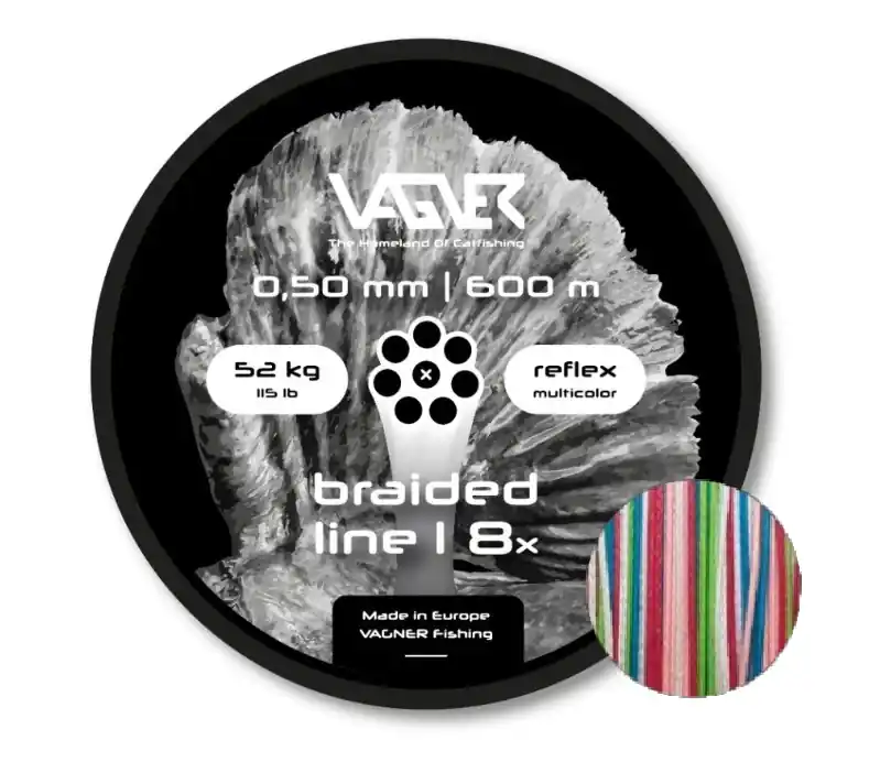 Hoge Kwaliteit Vagner Braided Reflex Multicolor Meerval Lijn 52kg/0.50mm (600m)