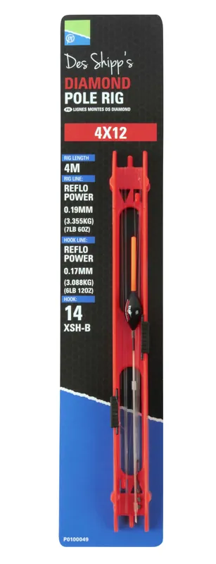 Preston Des Shipp's Diamond Pole Rig Onderlijn 0,19mm (Size 14) 4x12 Populair