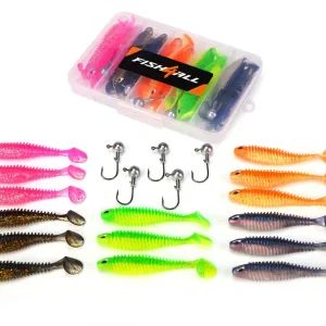 Populair Fish4all Ribbed Softbait & Jighead Box (20pcs)
