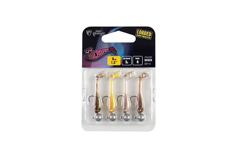 Beste Prijs Fox Rage Micro Fry Mixed UV Colour Pack Loaded Softbaits 4cm (3g) (4 stuks)