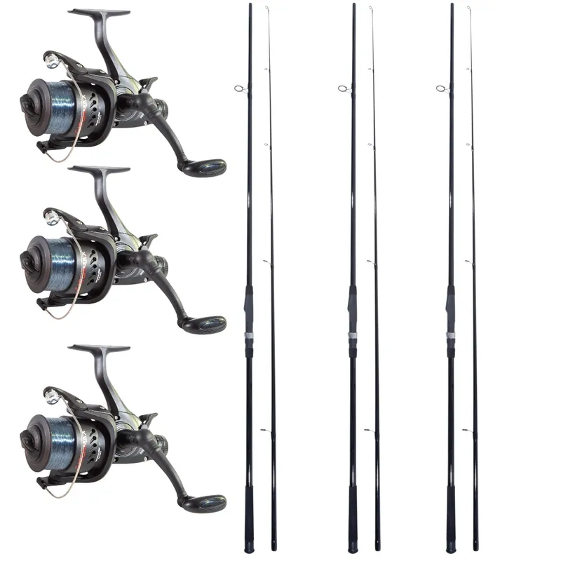 Laatste Versie 3x Catchmax Carper + 3x Catchmax 5000FR (Karperhengels + Vrijloopmolens)