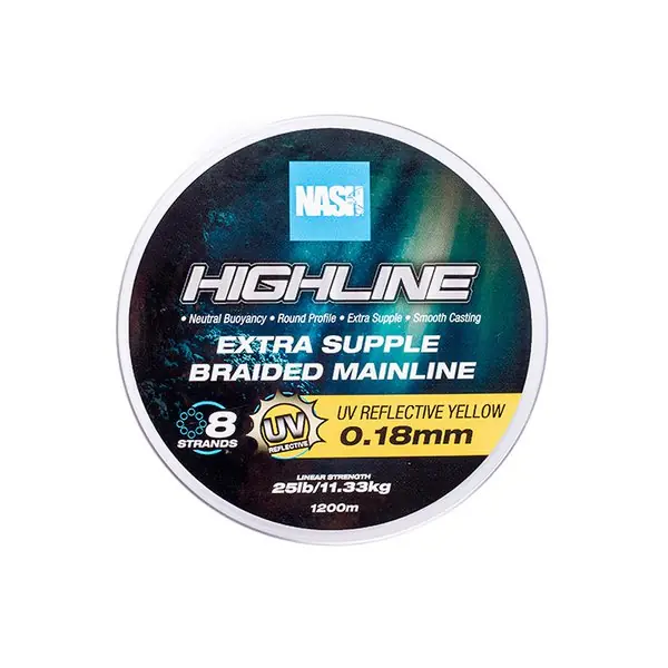 Nash TT Highline Floating Braid UV Yellow Gevlochten Lijn (1200m) 35lb/0.28mm Flitsaanbieding