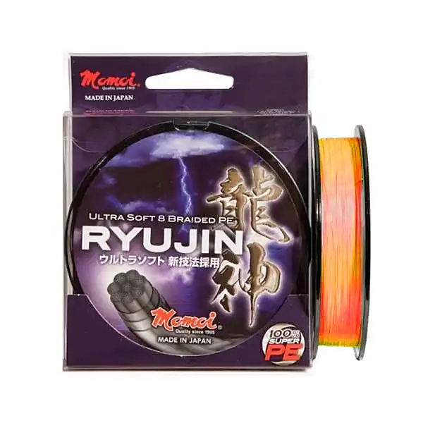 Koopje Momoi PE RYUJIN Orange Gevlochten Lijn 130m 0.06mm