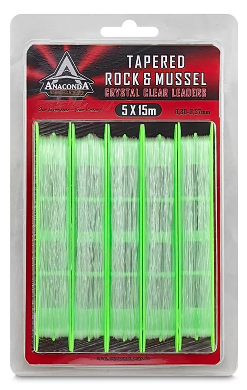Anaconda Tapered Rock & Mussel Invisible Leaders 15m (5 stuks) 0.33-0.57mm / 6.3-16.1kg Direct Beschikbaar