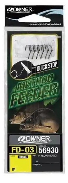 Owner 56930-FD03 QuickSt Feeder Onderlijnen (10cm) (6 stuks) 6 (0.22mm) Lage Kosten