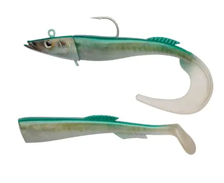 Berkley Power Sandeel Shad 21cm - 130g Gold Motoroil Speciale Aanbieding