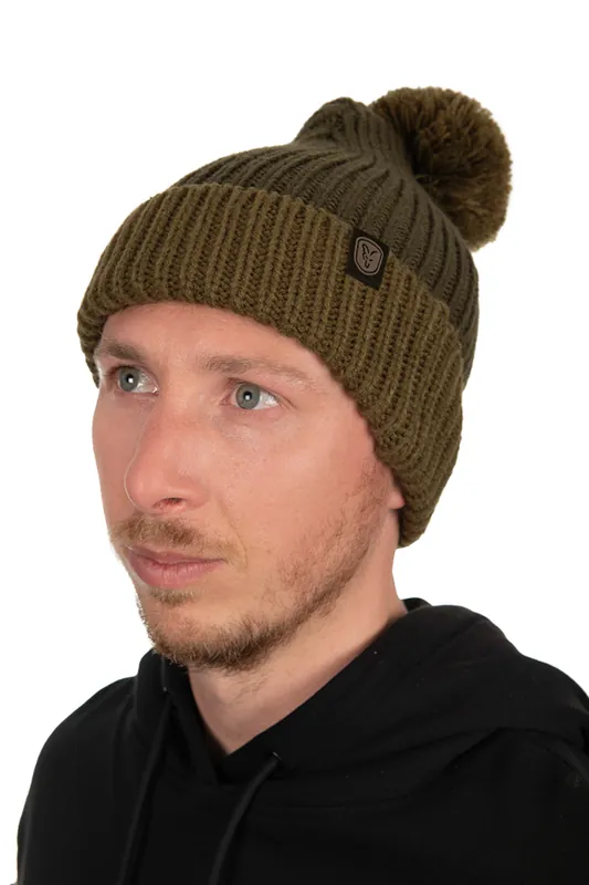 Fox Heavy Knit Bobble Olive Goedkoop