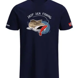 Fladen T-Shirt Hungry Cod Blue L Exclusieve Aanbieding
