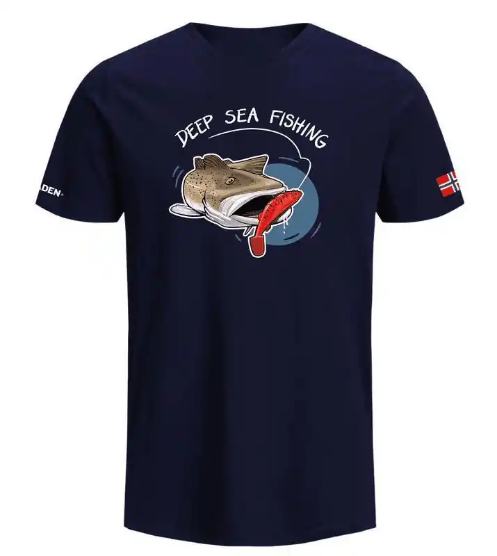 Fladen T-Shirt Hungry Cod Blue L Exclusieve Aanbieding