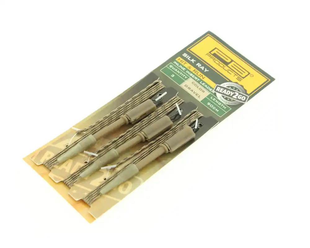 Bestel Nu PB Products Ready2Go Silk Ray Hit & Run Inline Insert Leader 90cm (3 stuks) Gravel