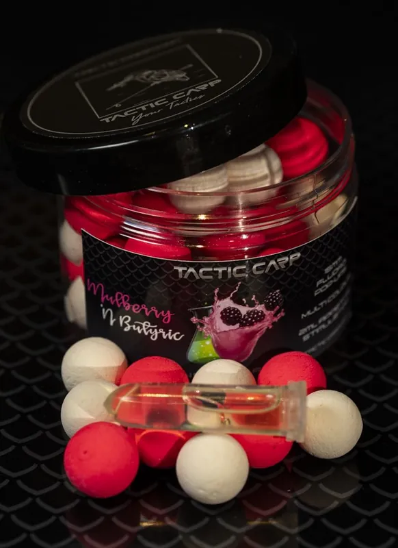 Betaalbaar Tactic Carp Mulberry 'n Butric Pop Ups 15mm (Incl. Appetite Stimulator)