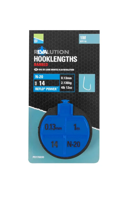 Preston Revalution Hooklengths N-20 Size 12 / 0.13mm / 2.1kg Op = Op