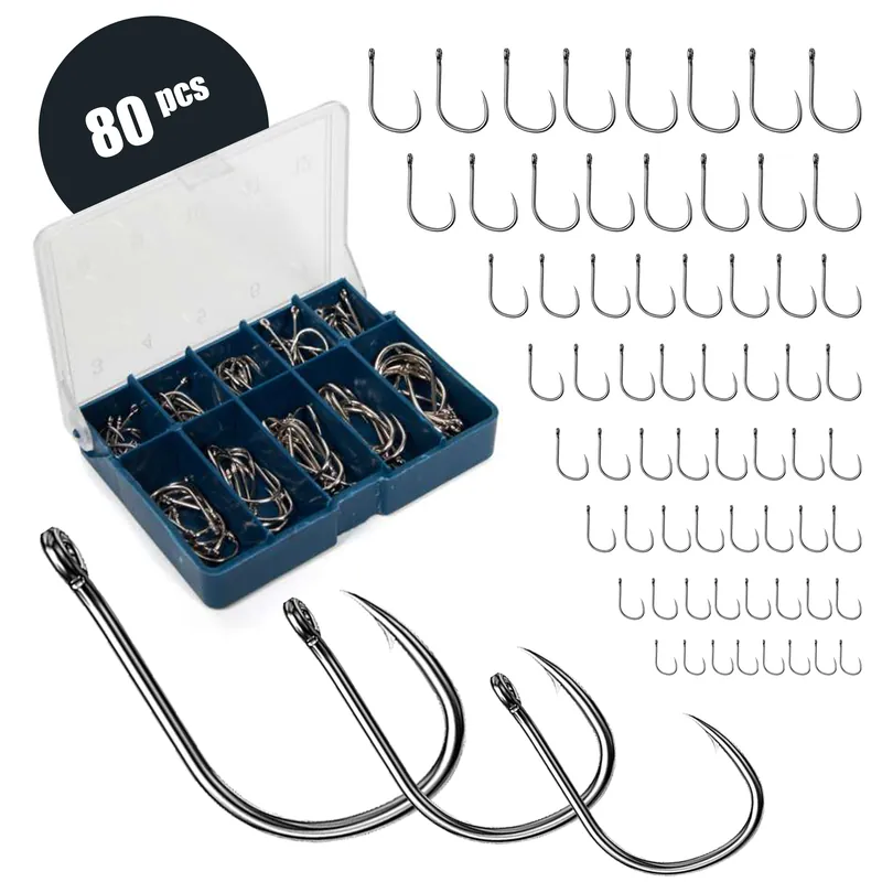FISH-XPRO Vishaken met oogje | Assortiment | 80 stuks in doos Finale Uitverkoop
