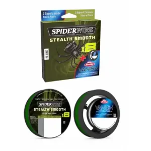 Koop Online SpiderWire Smooth 8 & Vanish Fluorocarbon Duo Spool | Moss Green/Clear Fluo | 150/50m | 0.11mm/0.32mm | Gevlochten Lijn