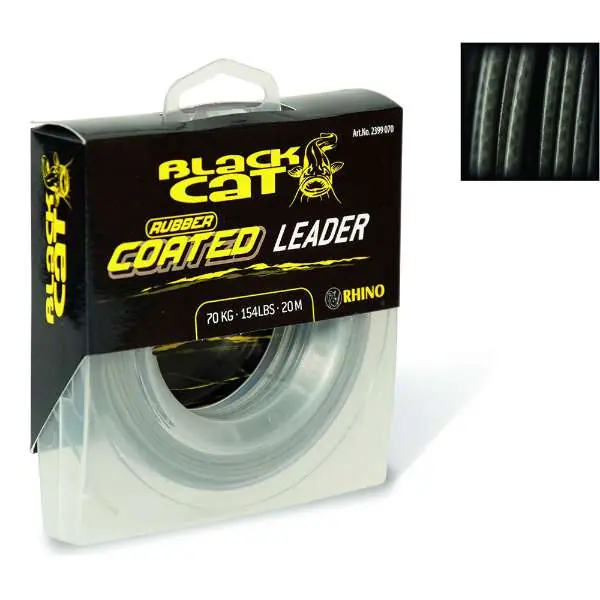 Black Cat Rubber Coated Leader | Onderlijnmateriaal | Grijs | 0.80mm | 70kg | 20m Flitsaanbieding