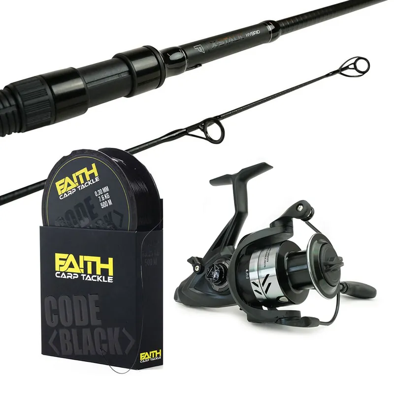 Faith Hengelset X-Stalk Hybrid 10Ft - 3.50lbs - Faith Nobilis LL 3500 Freerunner - 500m Nylon Lijn oneshot Bestseller
