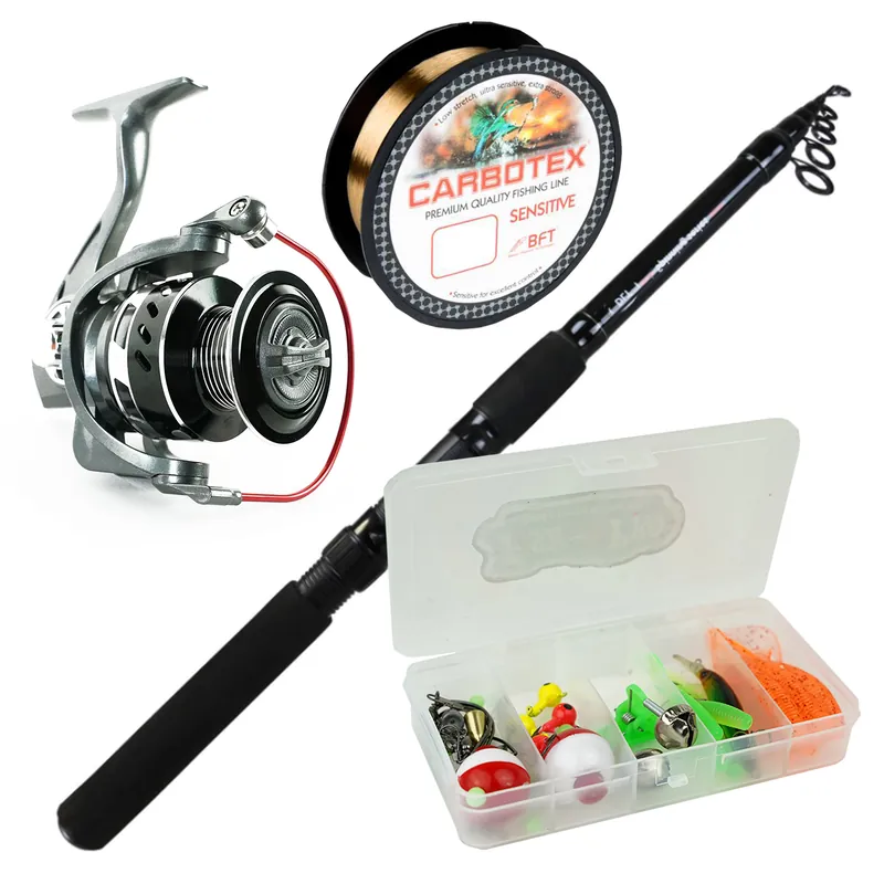 DLT Pursuit Holiday travel set - Hengelset - Hengel met Molen en Vislijn - Reishengel - Incl Tacklebox met accessoires Direct Verzonden