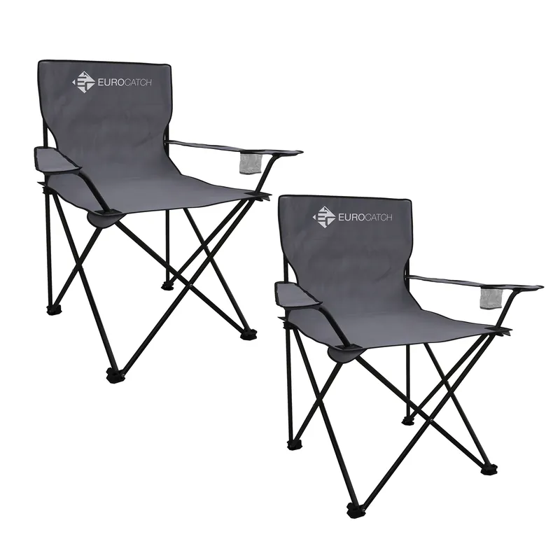 Eurocatch 2 Stuks Campingstoel - Opvouwbare Stoel - Vouwstoel -Strandstoel - Grijs incl. Tas Aanbieding