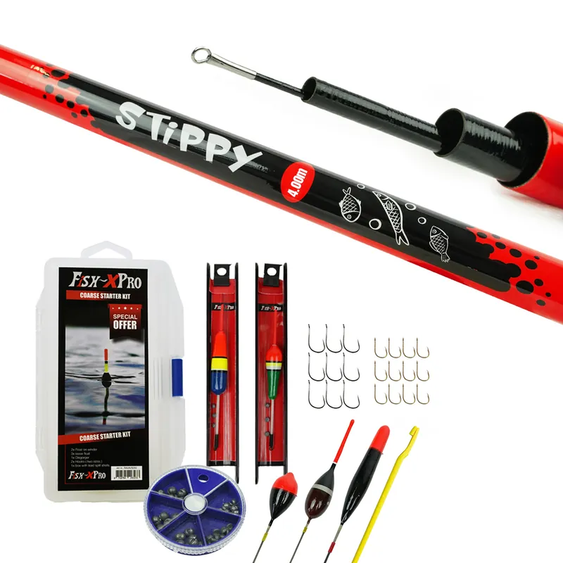 Fish-Xpro Vaste hengelset 4m - Telescoop Hengel - Witvisset - Visset - Dobberset - Opbergdoos - Tuigjes - Dobbers - Vishaken - Vislood - Hakensteker - Onthaker - 29-Delig Betrouwbaar