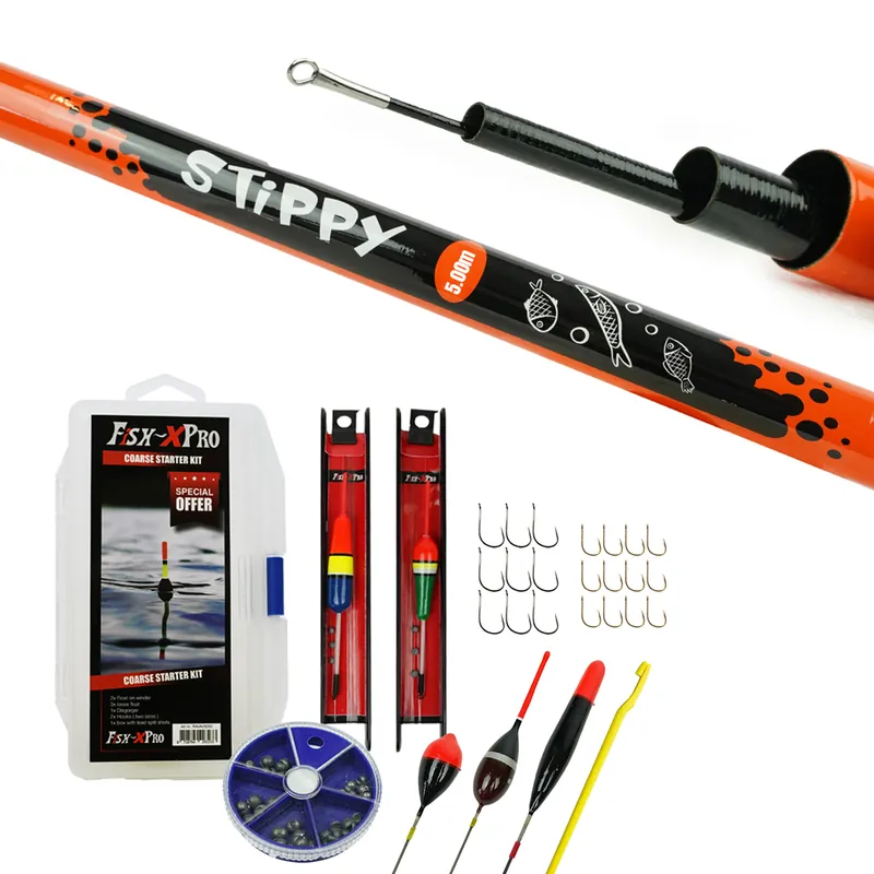 Gecertificeerd Fish-Xpro Vaste hengelset 5m - Telescoop Hengel - Witvisset - Visset - Dobberset - Opbergdoos - Tuigjes - Dobbers - Vishaken - Vislood - Hakensteker - Onthaker - 29-Delig