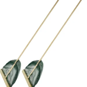 Direct Beschikbaar Eurocatch Garnalennet XL - 2 Stuks - 40cm Breed -Houten steel 130cm lang - Slootnet - Visnet - Samen Garnalenvissen