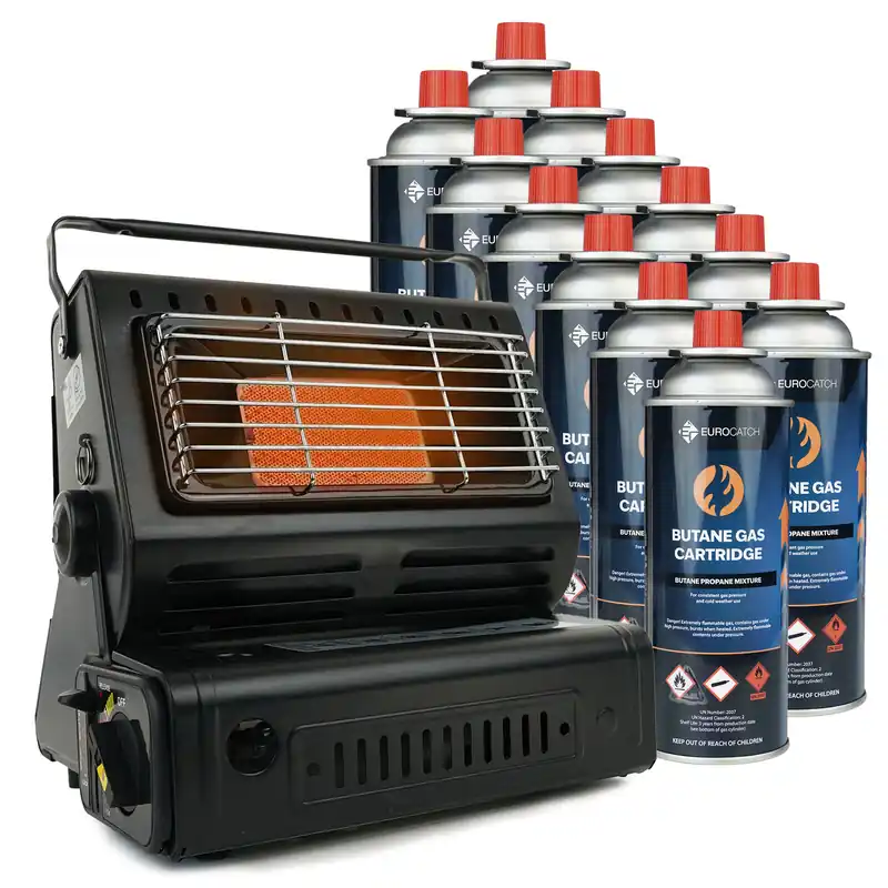 Eurocatch Gaskachel - Heater - Kacheltje - Terrasverwarmer - Campingkachel - Gas Heater - Verstelbaar - Draagbaar Direct Beschikbaar