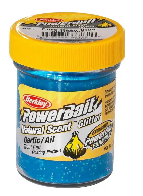 Berkley Natural Glitter Troutbait - Garlic - Blue Glitter Seizoensaanbieding