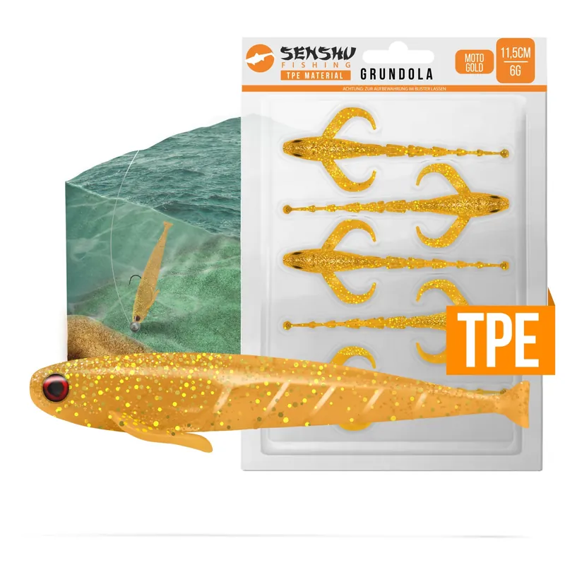 Gereduceerde Prijs Senshu Grondel 11,5cm - 6gr - 5 Stuks - Moto Gold
