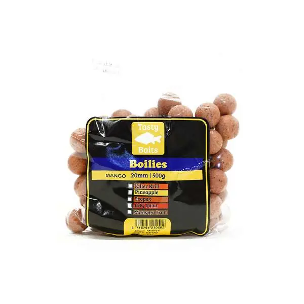 Goedkoop Tasty Baits Daypack Boilie Mango Cream 20mm 500g