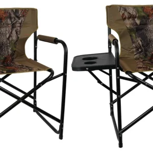 Eurocatch 2X Opvouwbare Campingstoel Met zijtafel | Camouflage | Directors Chair Dagaanbieding