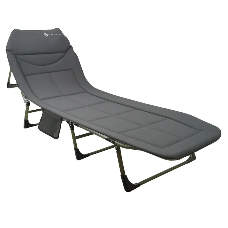 Eurocatch Karperstretcher Bedchair – 8-Poot Verstelbaar Campingbed met 5-Standen Rugleuning, Gevuld Hoofdeinde, Zijvak & Inklapbaar– Groen Nu Kopen
